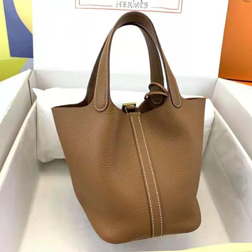 Hermes Picotin Lock 22cm in Clémence leather for Women in Brown