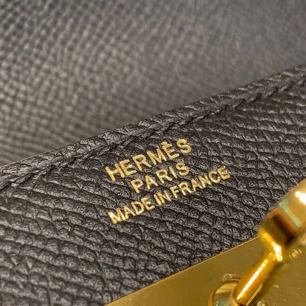 Hermes Kelly Wallet To Go Woc Black With Gold Toned Hardware Bag /