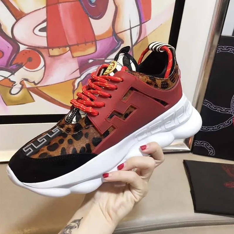 Versace Shoes Chain Reaction Sneakers for Men in Brown