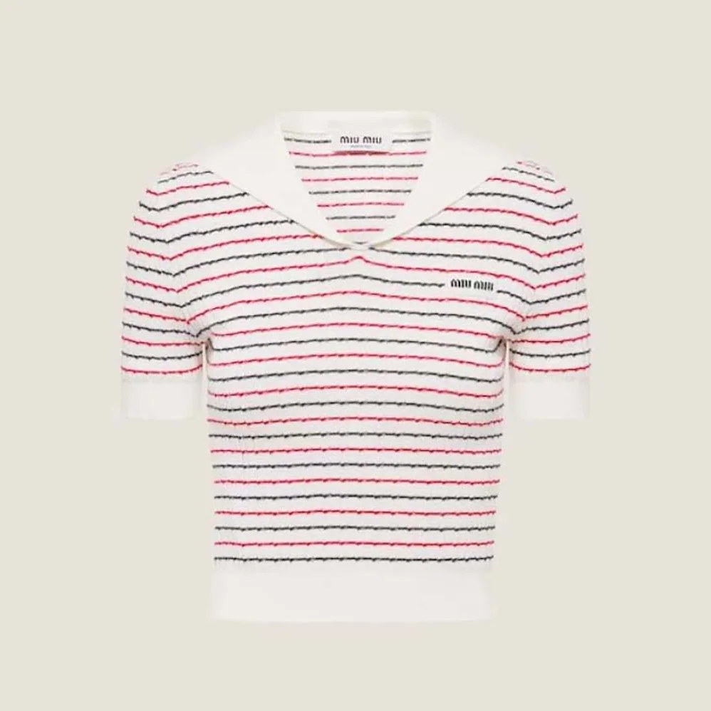 Miu Miu Cotton Sweater with Knit Logo Patch for Women
