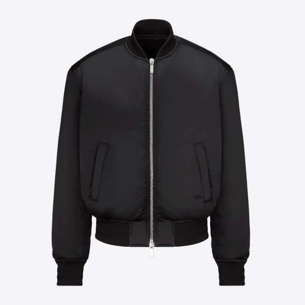 Dior Peter Doig Bomber Jacket Black Technical Satin for Men Dior Peter Doig Bomber Jacket Black Technical Satin for Men