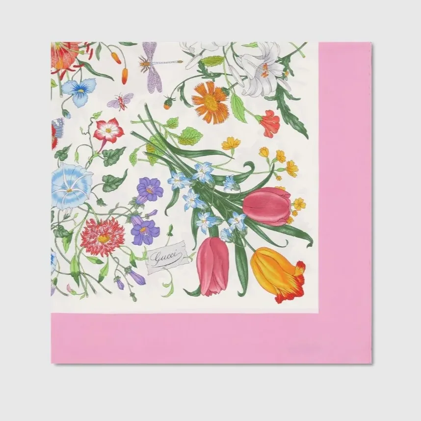 Gucci Printed Silk Twill Carre Scarf Pink Gucci Printed Silk Twill Carre Scarf Pink