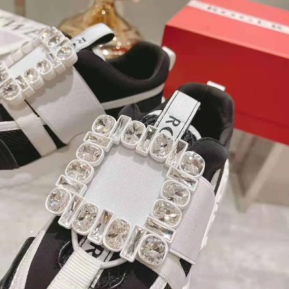 Roger Vivier Viv Go Rhinestone Buckle Sneakers in Technical Fabrics for Women in Black