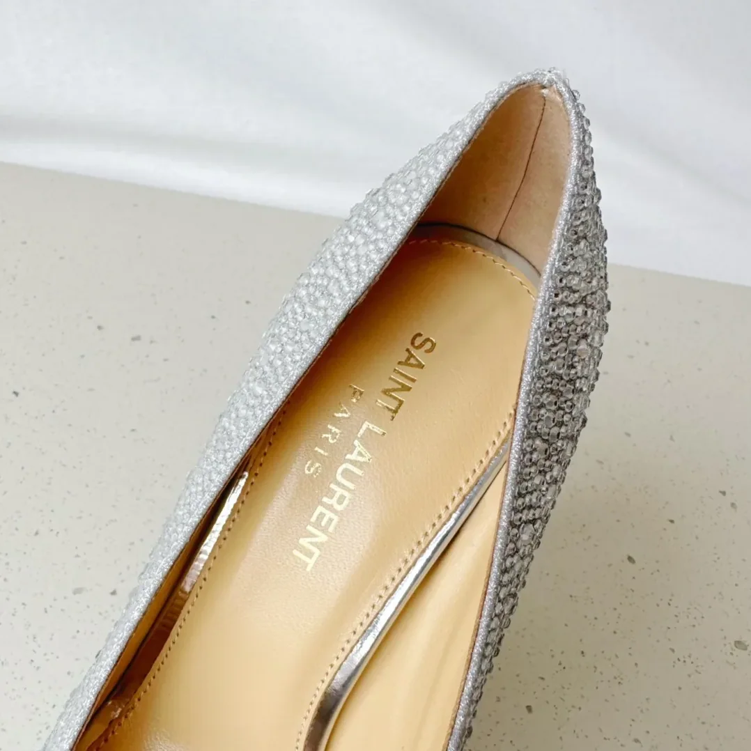 Saint Laurent Opyum Pumps In Rhinestones Silver Saint Laurent Opyum Pumps In Rhinestones Silver
