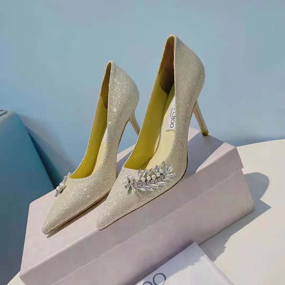 Jimmy Choo Romy 85 Platinum Ice Dusty Glitter Pointed for Women in Toe Pumps Jimmy Choo Romy 85 Platinum Ice Dusty Glitter Pointed for Women in Toe Pumps