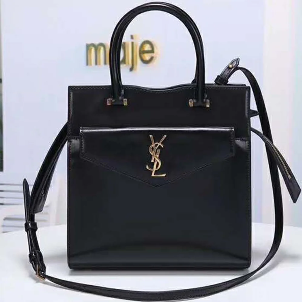 Saint Laurent YSL Uptown Small Tote Shiny Smooth Leather for Women in Black Saint Laurent YSL Uptown Small Tote Shiny Smooth Leather for Women in Black