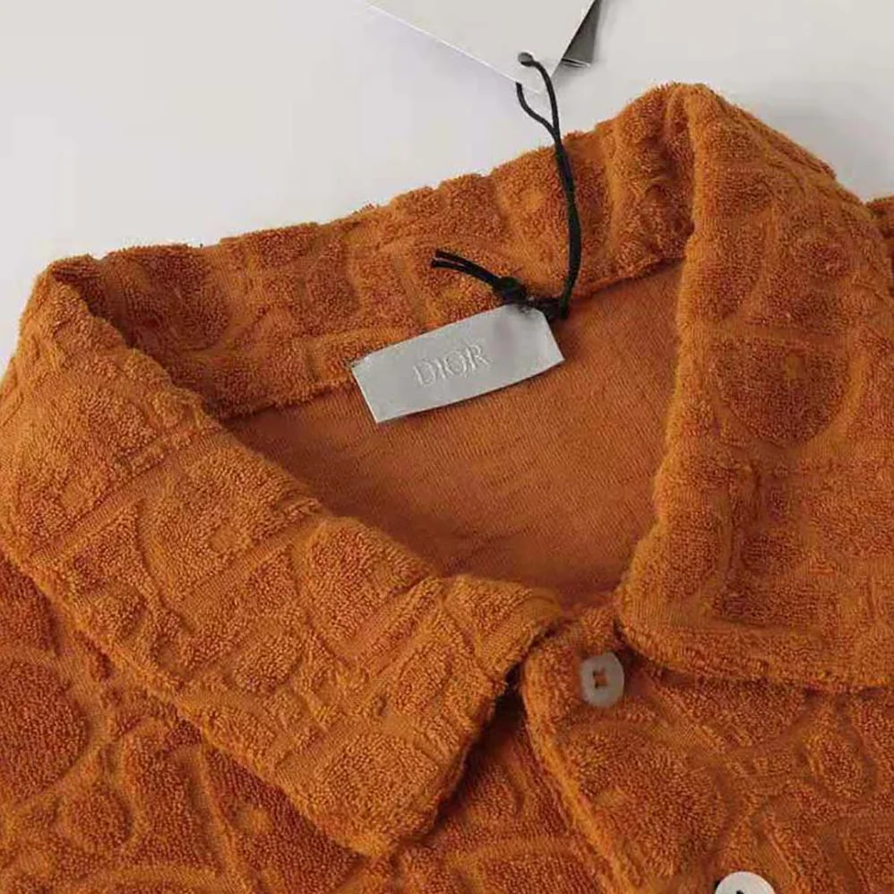 Dior Oversized Dior Oblique Polo Shirt Orange Terry Cotton Jacquard for Men