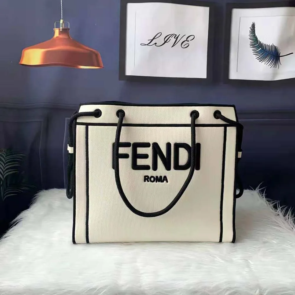 Fendi Medium Fendi Roma Shopper Undyed Canvas Shopper Bag for Women