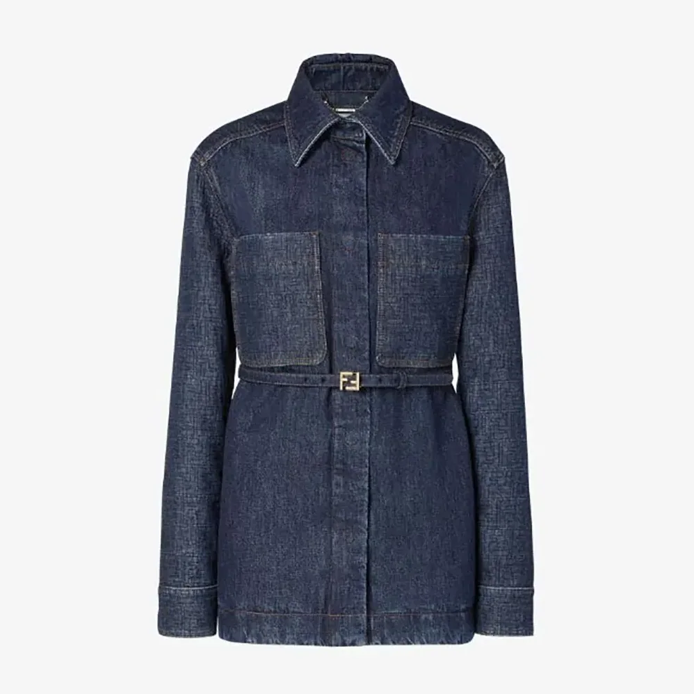 Fendi Dark Blue Denim Go for Women in To Jacket