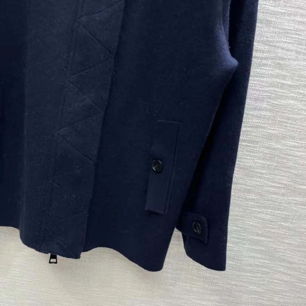 Dior Zipped-Hood Peacoat Navy Blue Double-Sided Wool and Silk with Dior Oblique Interior for Women Dior Zipped-Hood Peacoat Navy Blue Double-Sided Wool and Silk with Dior Oblique Interior for Women