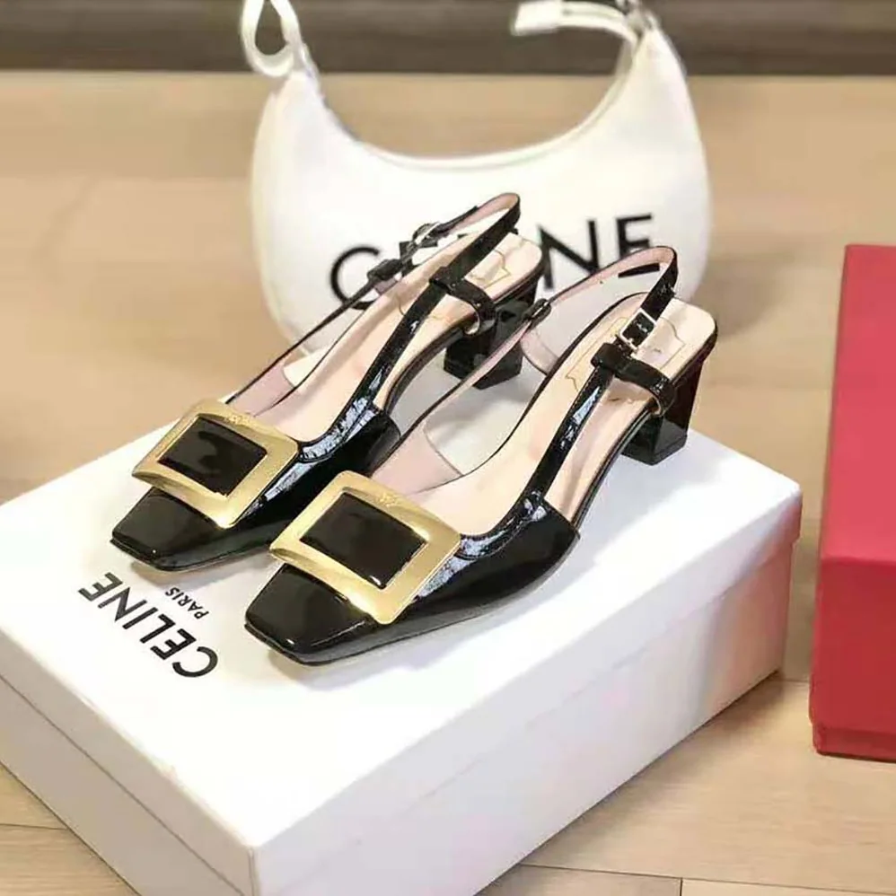 Roger Vivier Belle Vivier Metal Buckle Slingback Pumps in Patent Leather for Women