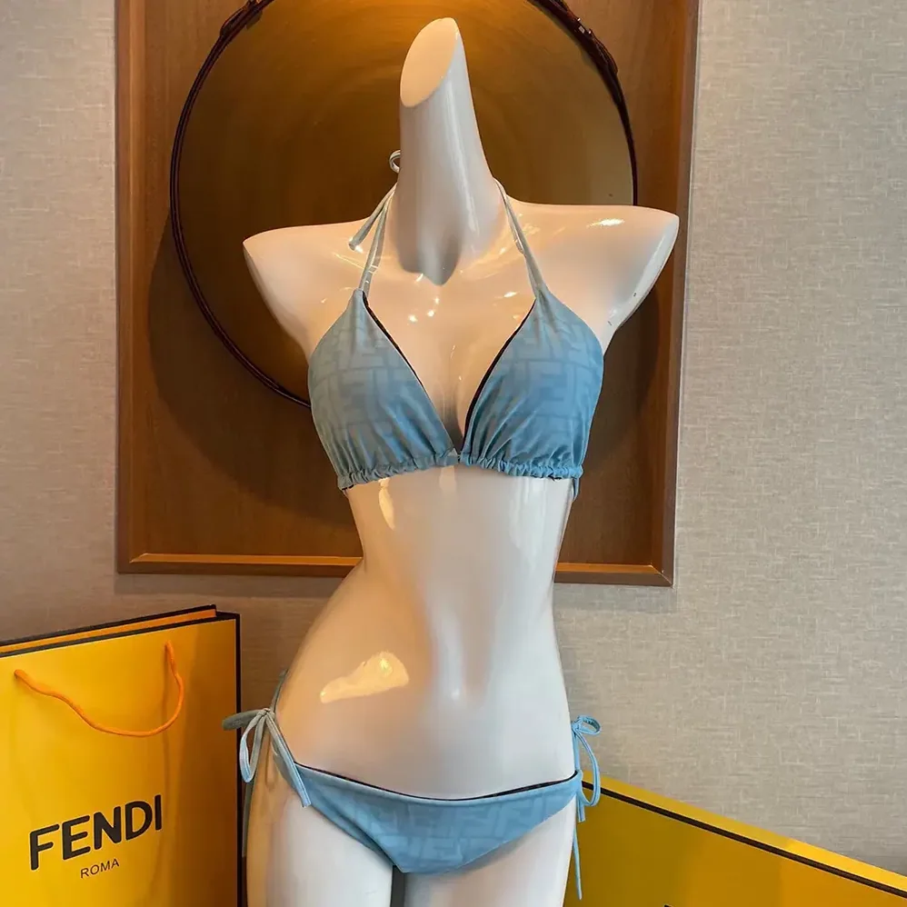 Fendi Swimsuit Blue Lycra Bikini for Women