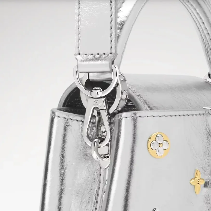 Louis Vuitton Capucines Mini Top Handle Bag / Silver Metallic Silver in Gold Hardware