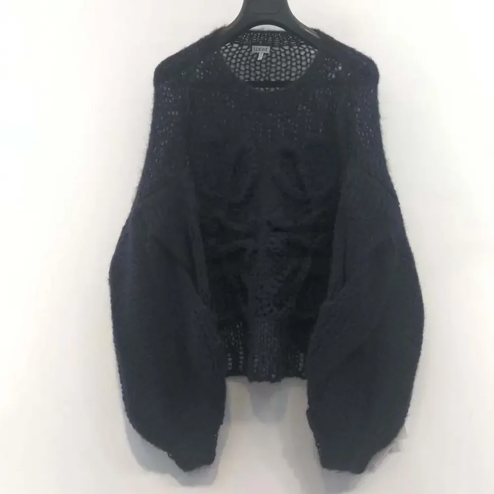 Loewe Anagram Sweater in Mohair for Women in Dark Navy Loewe Anagram Sweater in Mohair for Women in Dark Navy
