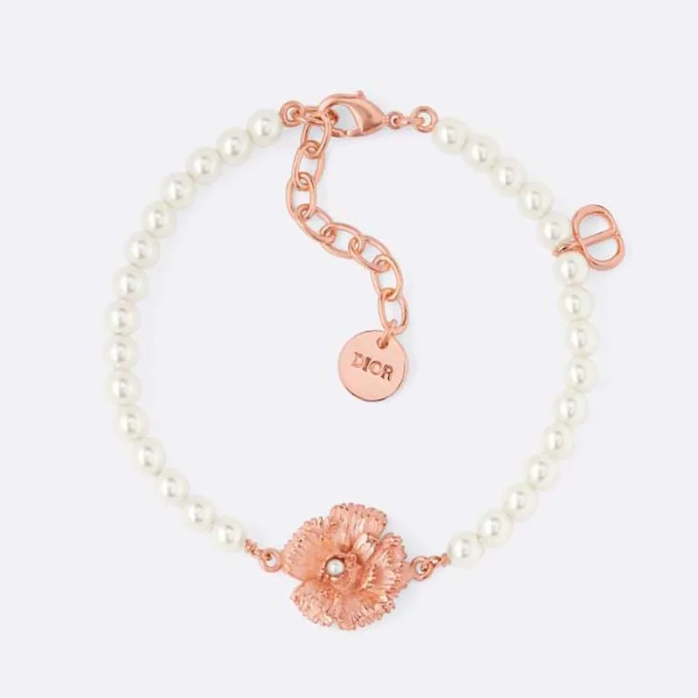 Dior D-Millefiori Bracelet Gold-Finish Metal and White Resin Pearls for Women Dior D-Millefiori Bracelet Gold-Finish Metal and White Resin Pearls for Women