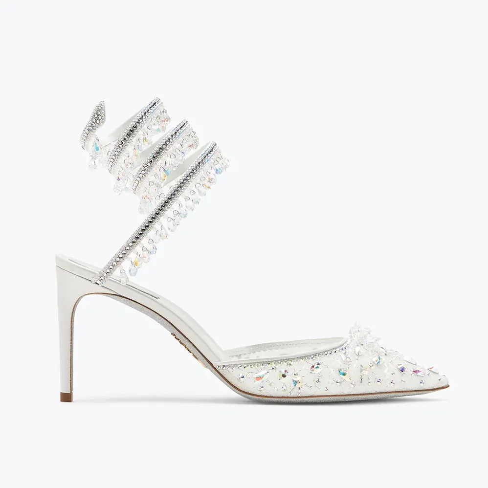 Rene Caovilla Chandelier White Pump 80 for Women Rene Caovilla Chandelier White Pump 80 for Women
