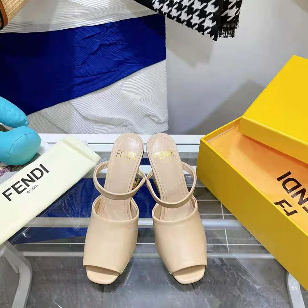 Fendi First Pink Leather High for Women in Heeled Sandals Fendi First Pink Leather High for Women in Heeled Sandals