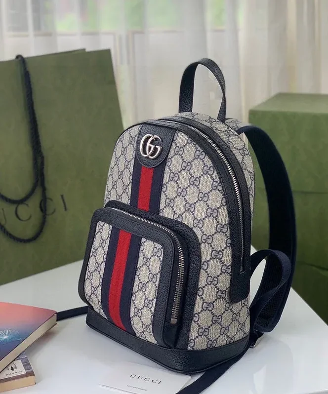 Gucci Ophidia GG Mini Bag Beige And Blue GG Supreme Canvas /