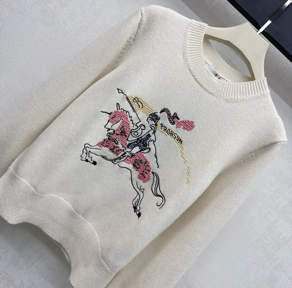Burberry Cross Stitch EKD Wool Cashmere Sweater for Men in White