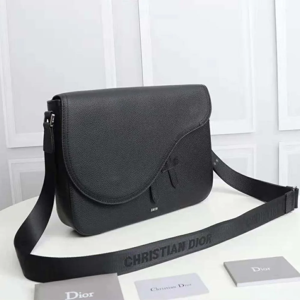 Dior Saddle Messenger Bag Black Grained Calfskin for Men