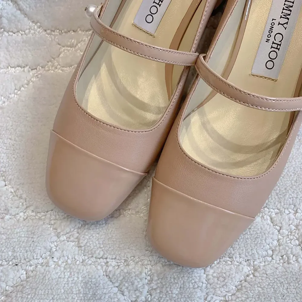 Jimmy Choo Elisa 45 Ballet Pink Nappa and Patent Leather Pumps for Women
