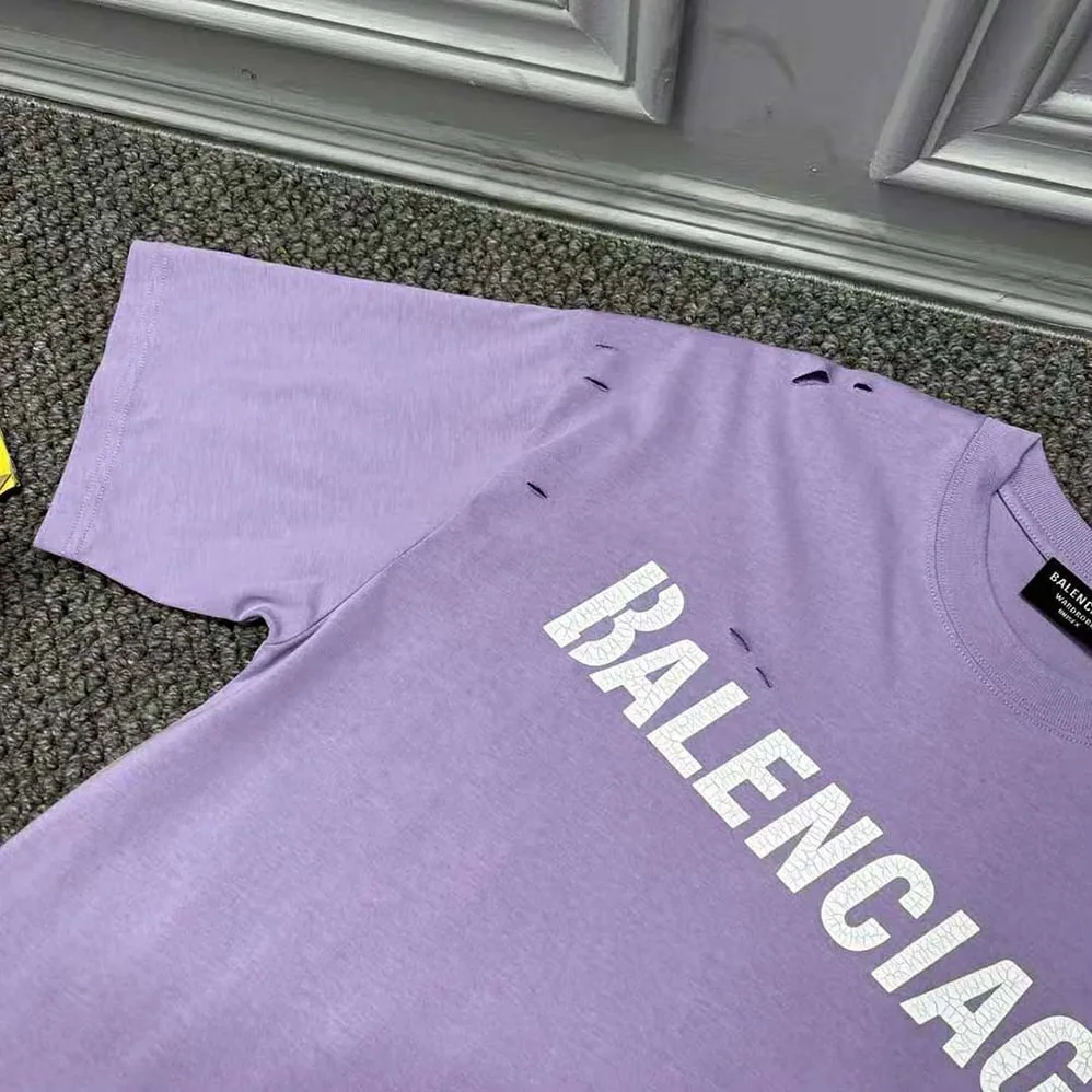 Balenciaga Destroyed T-shirt Boxy Fit in Purple for Women