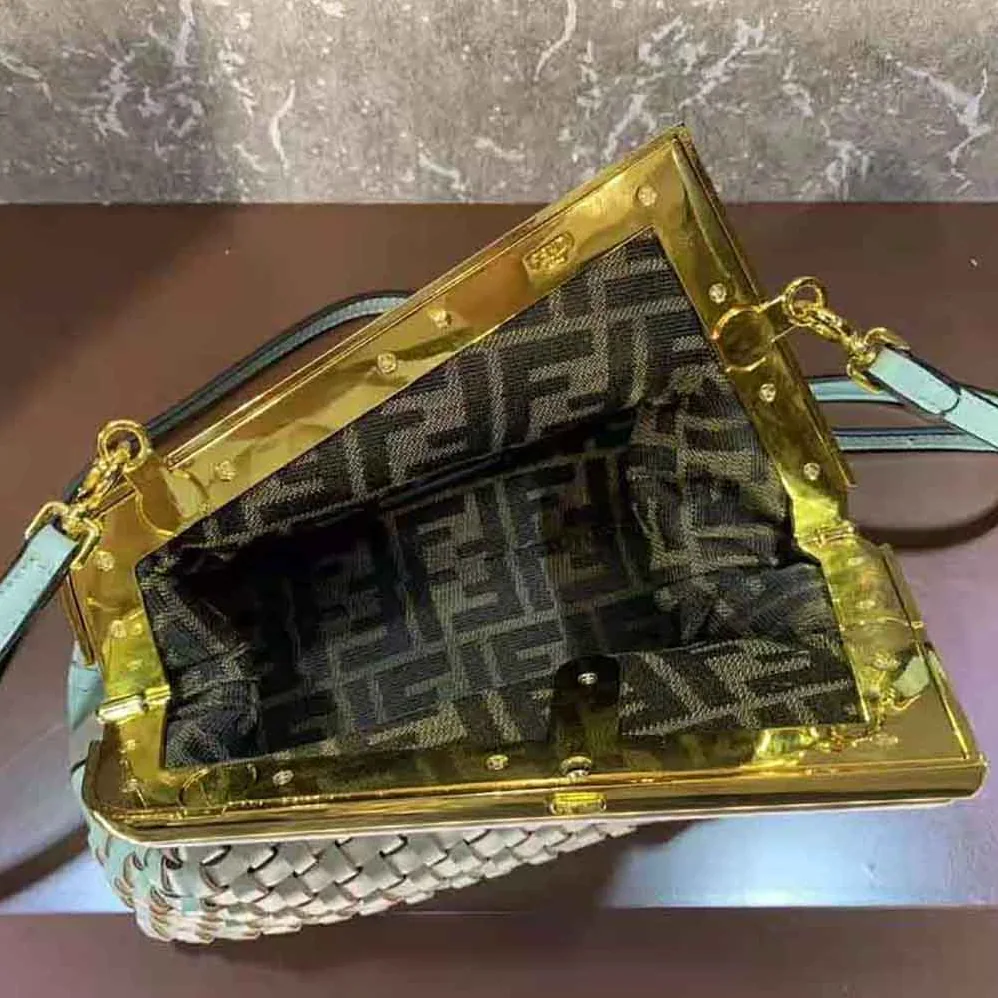 Fendi Fendi First Small Mint Green Leather Interlace Bag for Women