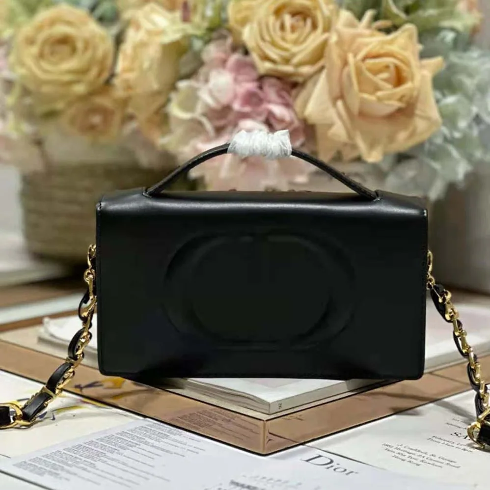 Dior CD Signature Mini Bag Black Calfskin with Embossed CD Signature for Women