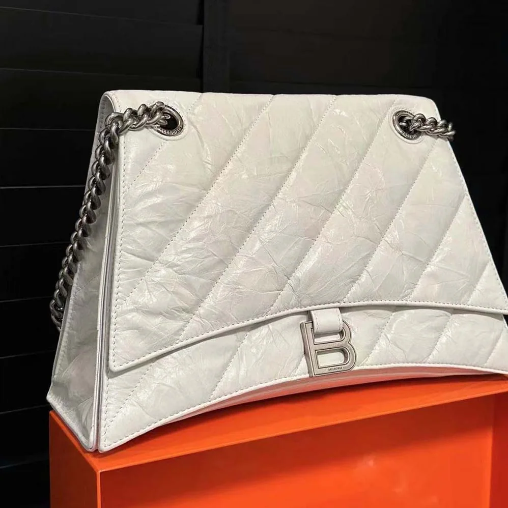 Balenciaga Crush Medium Chain Bag Quilted in White for Women