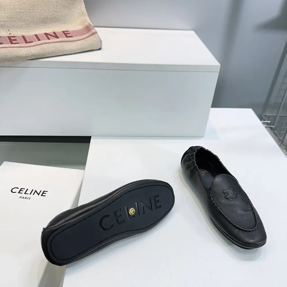 Celine Adam-Slip-On Loafer In Goatskin for Unisex in Black Celine Adam-Slip-On Loafer In Goatskin for Unisex in Black