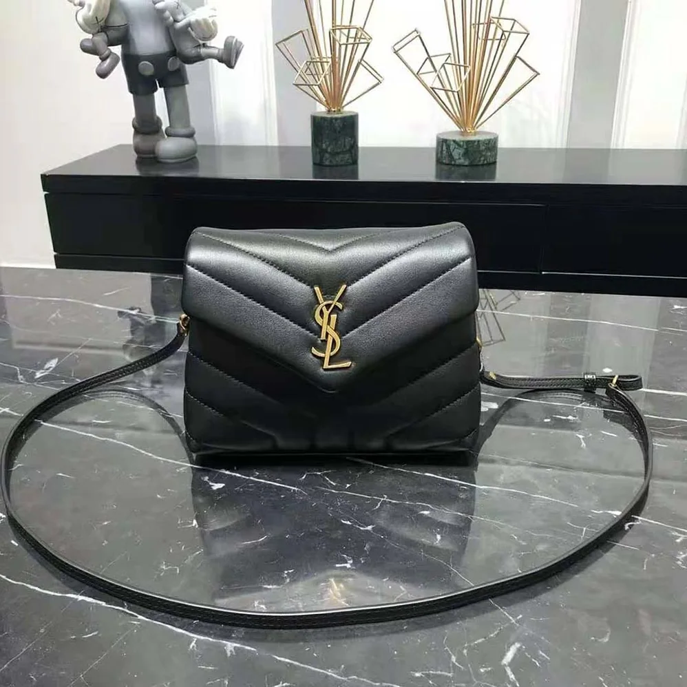 Saint Laurent YSL Loulou Toy Strap Bag in Matelassé “Y” Leather for Women in Black