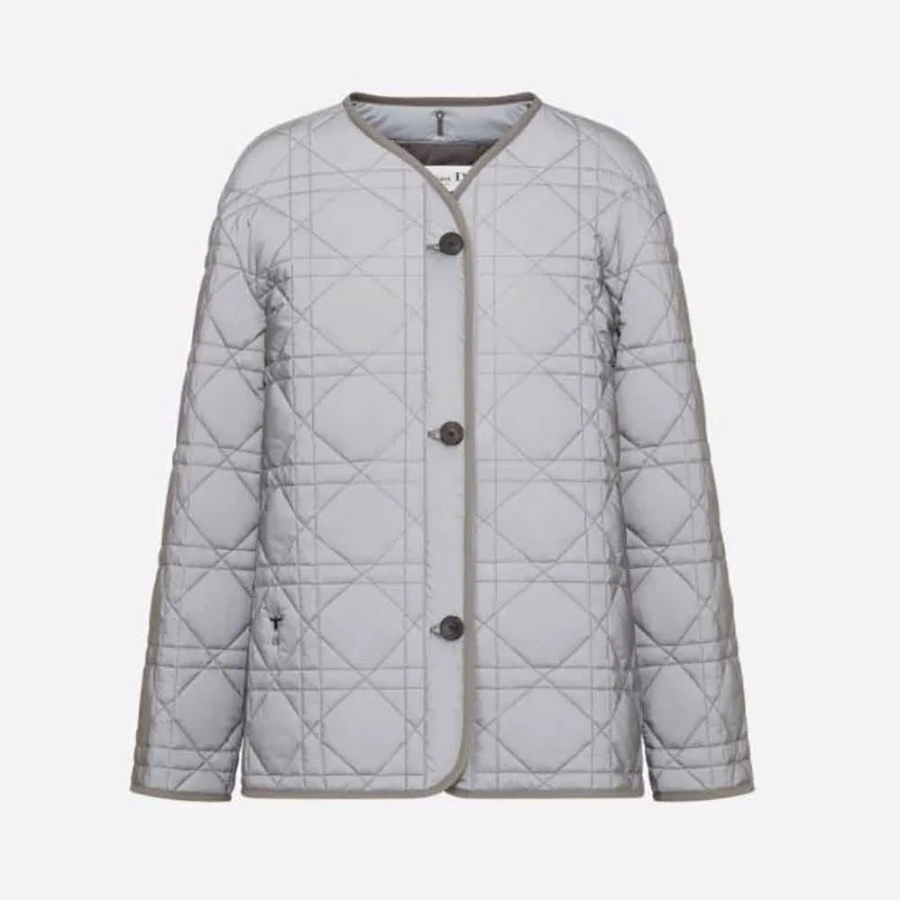 Dior Macrocannage Peacoat Gray Quilted Reflective Technical Taffeta for Women