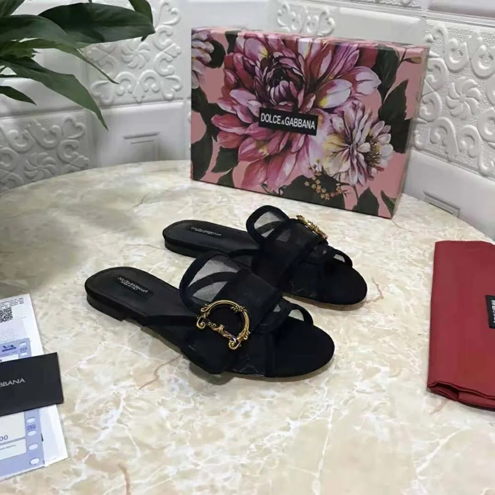 Dolce Gabbana D&G Mesh Mules with Baroque DG Logo for Women