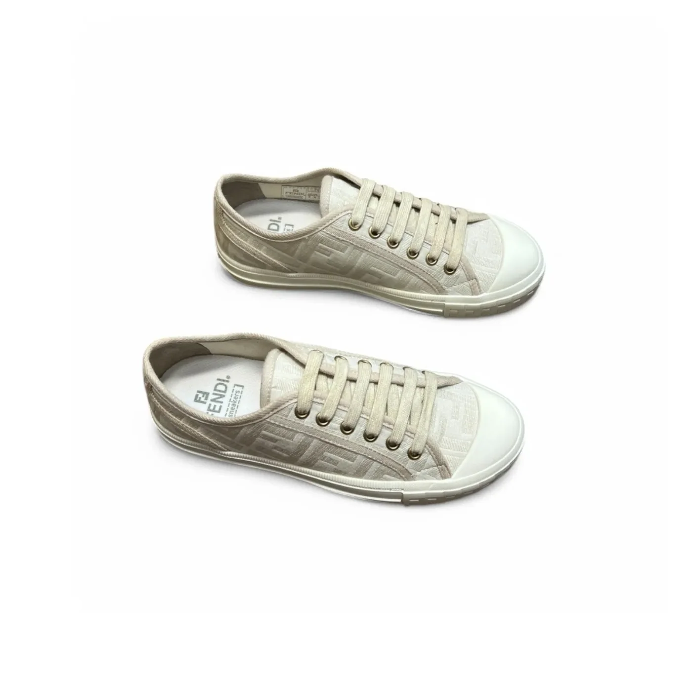 Fendi FD Domino Fabric Low-Tops Sneakers White 7E1553AK1PF1GQF Fendi FD Domino Fabric Low-Tops Sneakers White 7E1553AK1PF1GQF