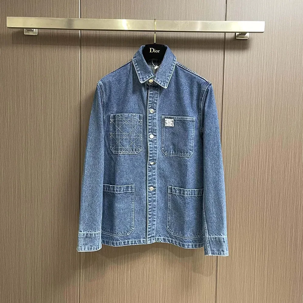 Dior Charm Overshirt Blue Cotton Twill for Men