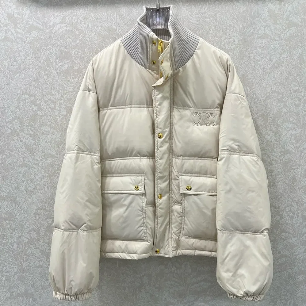 Celine Puffer Jacket In Light Nylon for Women in Beige Celine Puffer Jacket In Light Nylon for Women in Beige