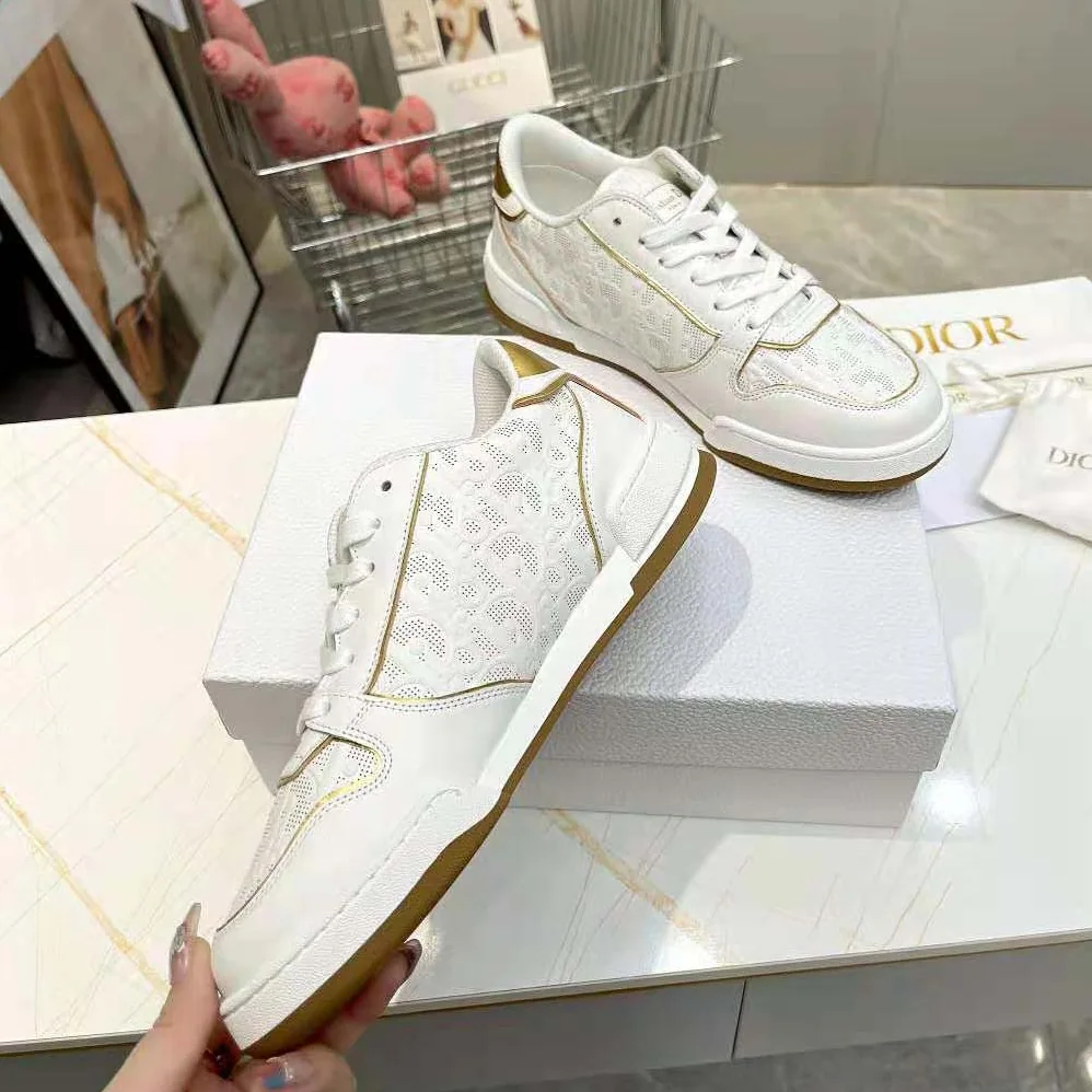 Dior One Sneaker White and Gold-Tone Dior Oblique Perforated Calfskin for Unisex Dior One Sneaker White and Gold-Tone Dior Oblique Perforated Calfskin for Unisex
