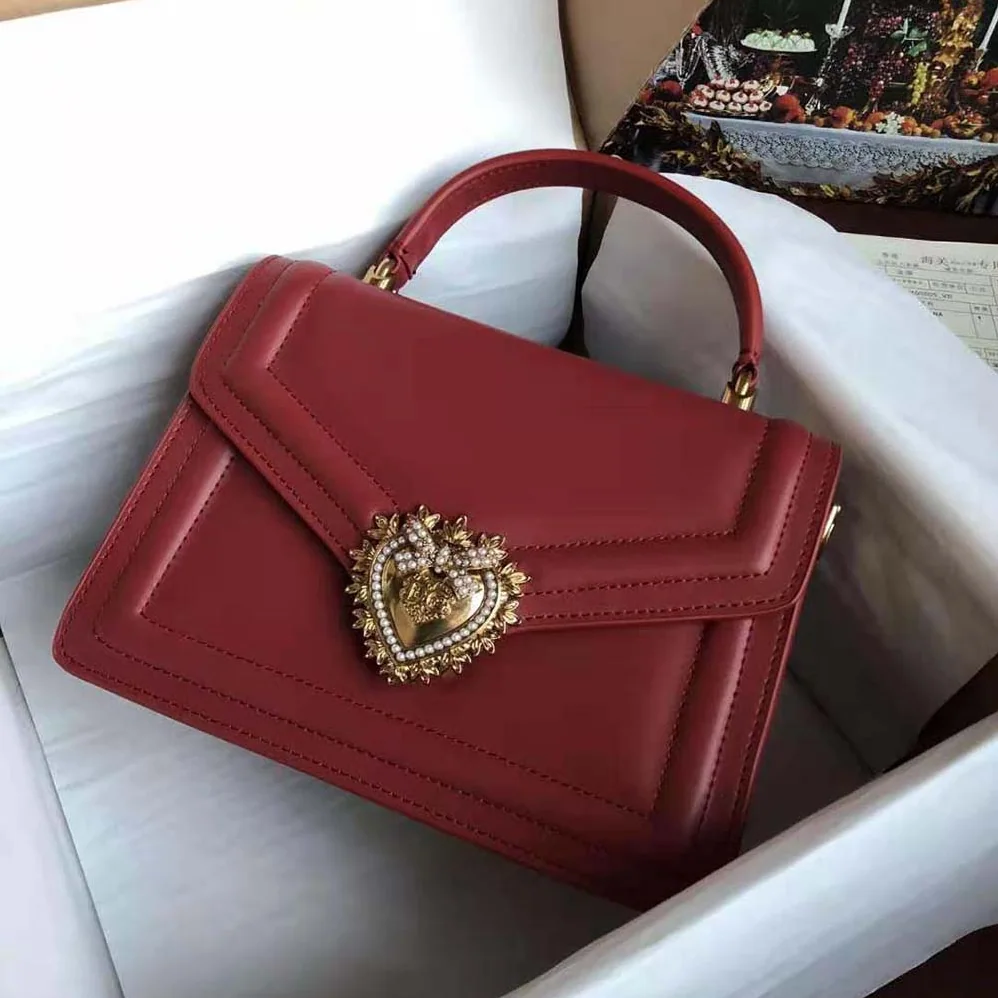 Dolce Gabbana D&G Small Smooth Calfskin Devotion Bag for Women in Maroon Dolce Gabbana D&G Small Smooth Calfskin Devotion Bag for Women in Maroon