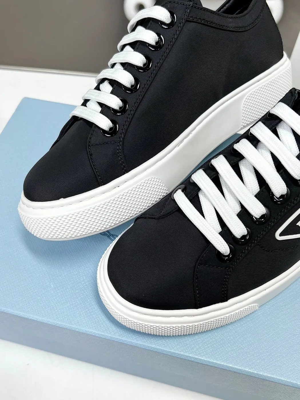 Prada Macro Re-Nylon And Brushed Sneakers Blue in PRD Prada Macro Re-Nylon And Brushed Sneakers Blue in PRD