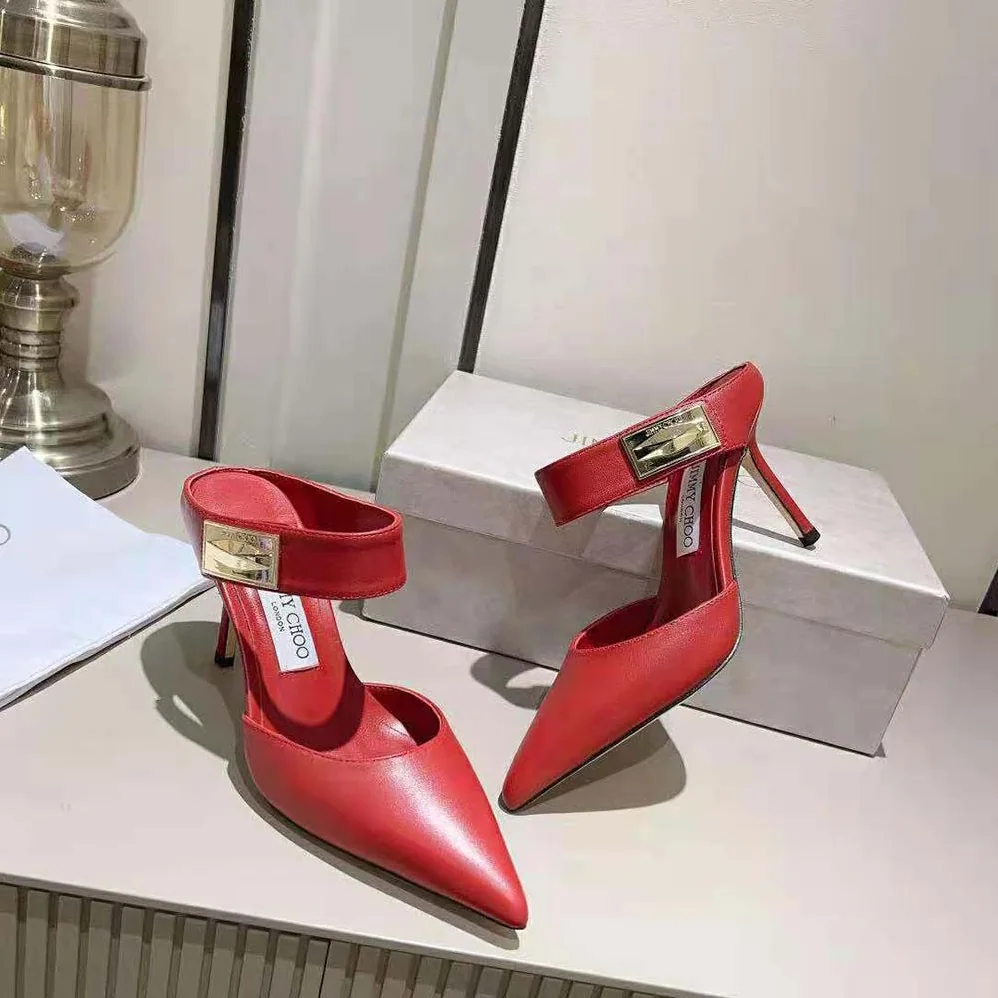 Jimmy Choo Nell Mule 85 Cranberry Calf Leather Mules for Women Jimmy Choo Nell Mule 85 Cranberry Calf Leather Mules for Women