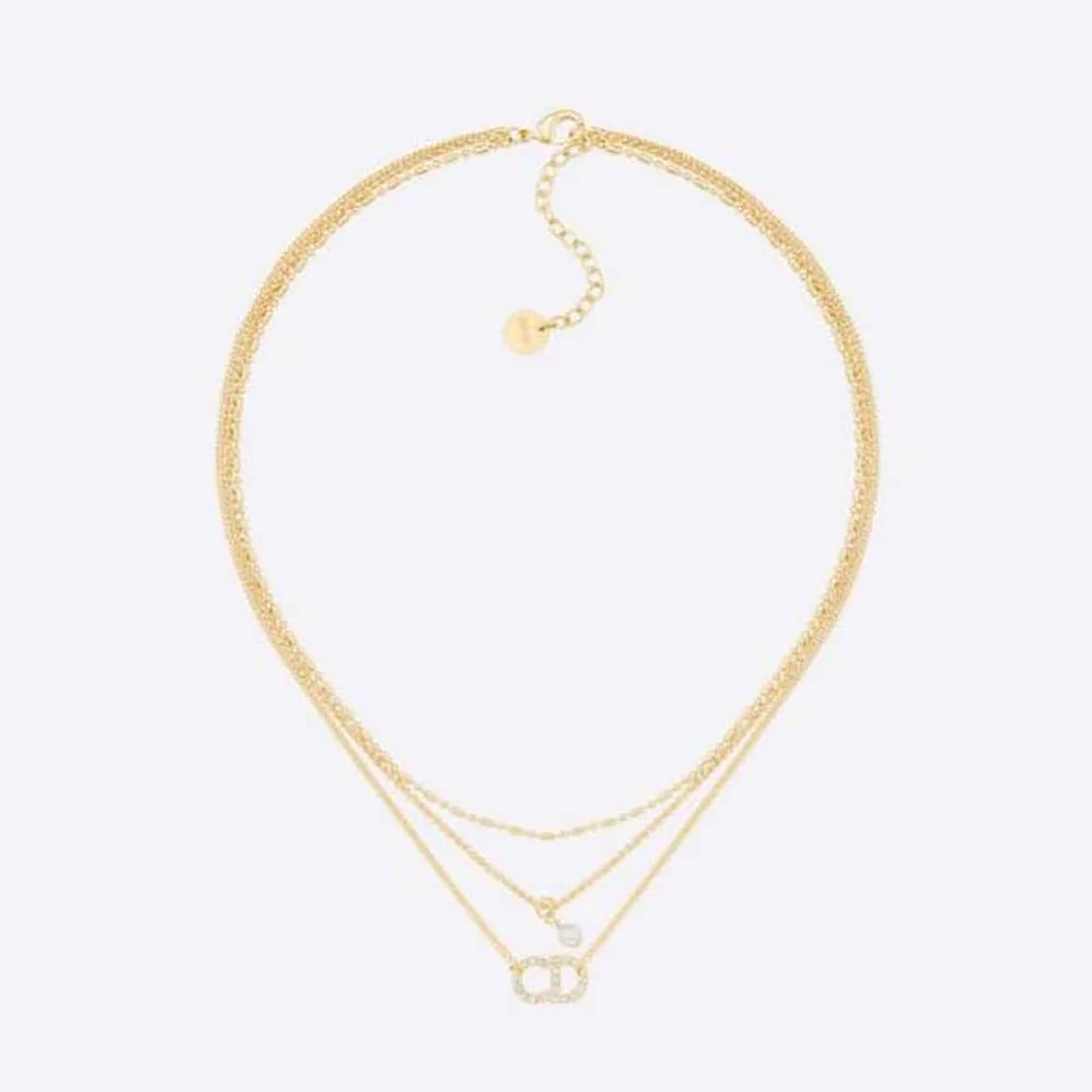 Dior Clair D Lune Necklace Gold-Finish Metal and White Crystals for Women Dior Clair D Lune Necklace Gold-Finish Metal and White Crystals for Women