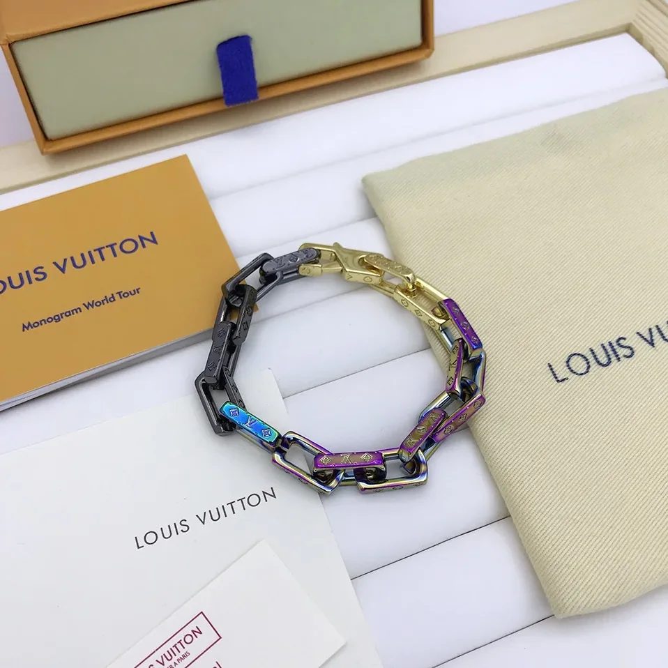 Louis Vuitton Engraved Monogram Chain Bracelet Multicolor Hardware Louis Vuitton Engraved Monogram Chain Bracelet Multicolor Hardware