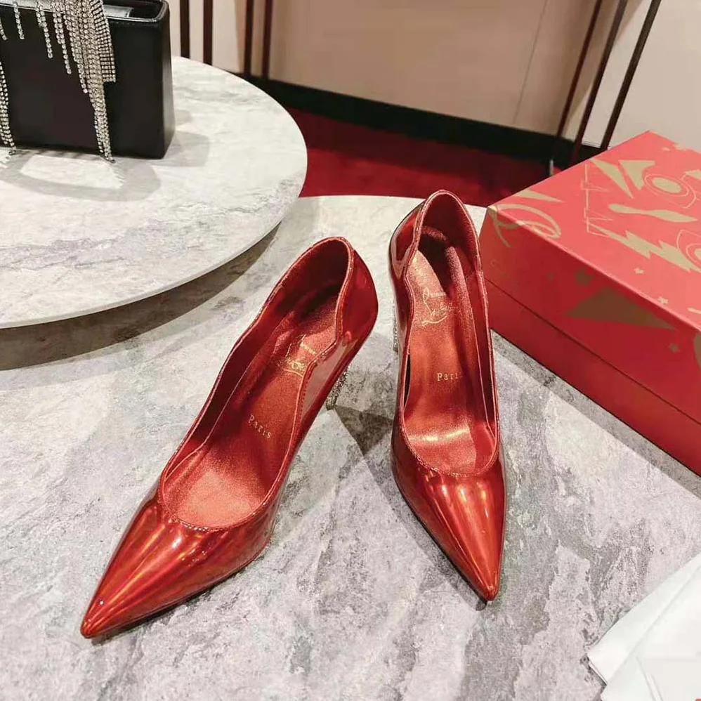 Christian Louboutin Lipstrass Pump 100 mm Heel Height for Women in Red Christian Louboutin Lipstrass Pump 100 mm Heel Height for Women in Red