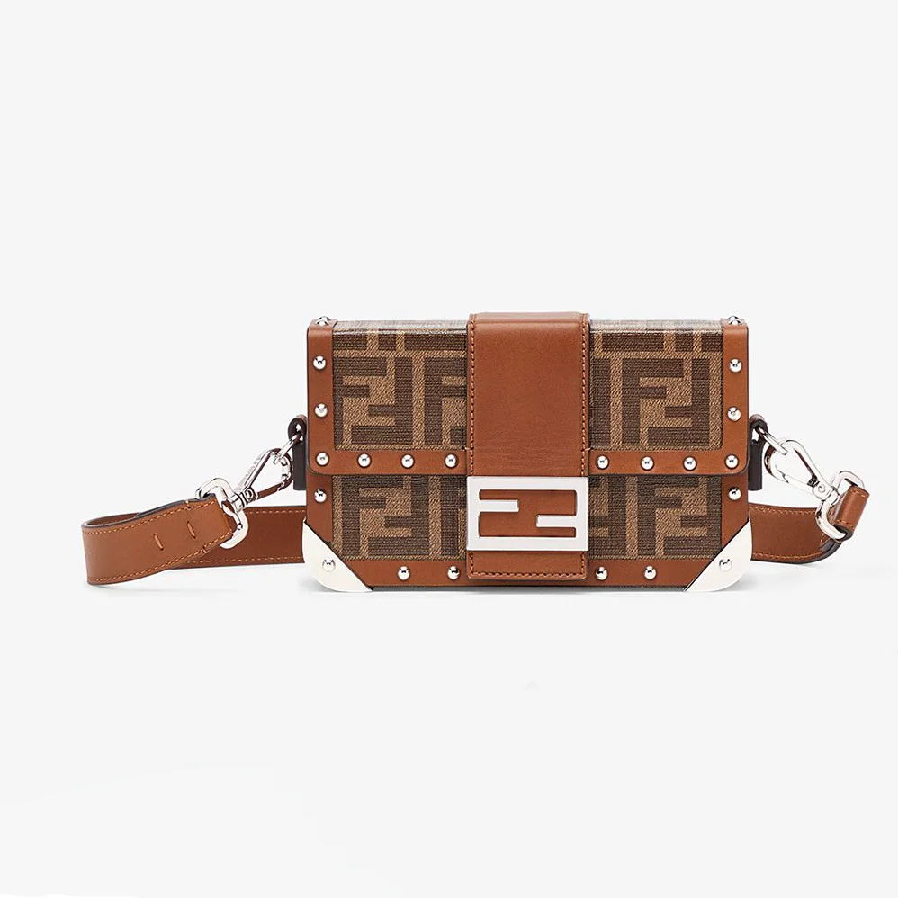 Fendi Baguette Trunk Mini Brown Fabric Bag for Men