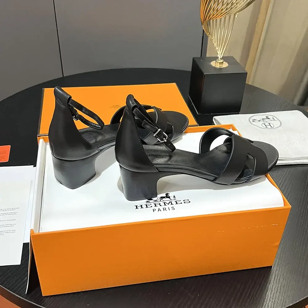 Hermes Encens 50 Sandal-Black H221119Z for Women