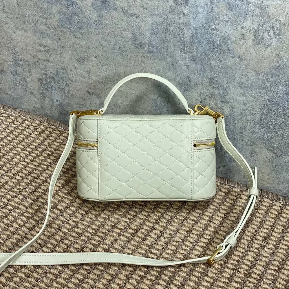 Saint Laurent YSL Gaby Vanity Bag In Lambskin for Women in White Saint Laurent YSL Gaby Vanity Bag In Lambskin for Women in White