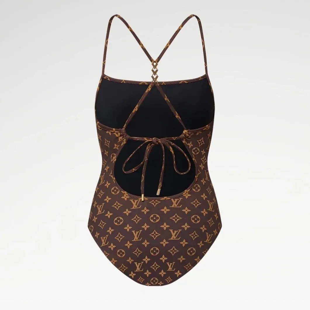 Louis Vuitton Monogram One-Piece Swimsuit Brown 1AC6AG