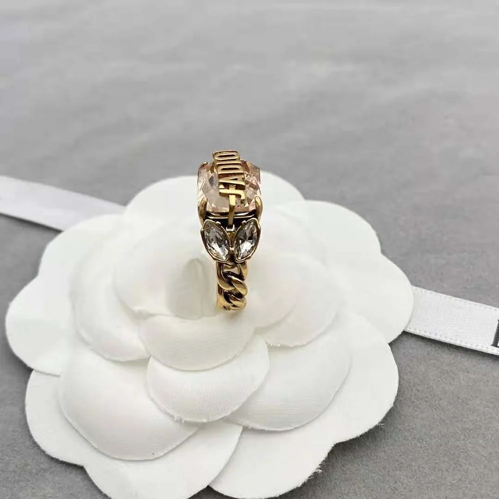 Dior J'Adior Ring Antique Gold-Finish Metal and Multicolor Crystals for Women Dior J'Adior Ring Antique Gold-Finish Metal and Multicolor Crystals for Women