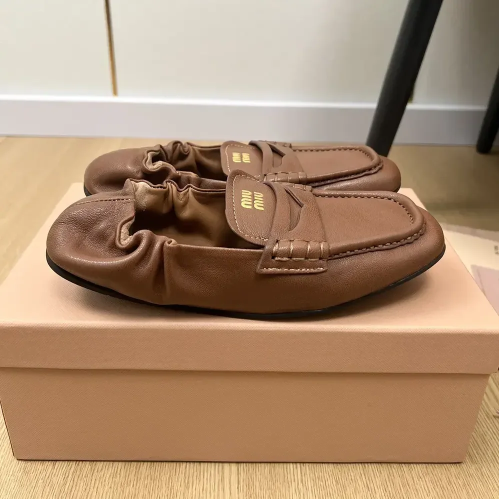 Miu Miu Nappa Leather Loafers for Women in Chocalate Miu Miu Nappa Leather Loafers for Women in Chocalate