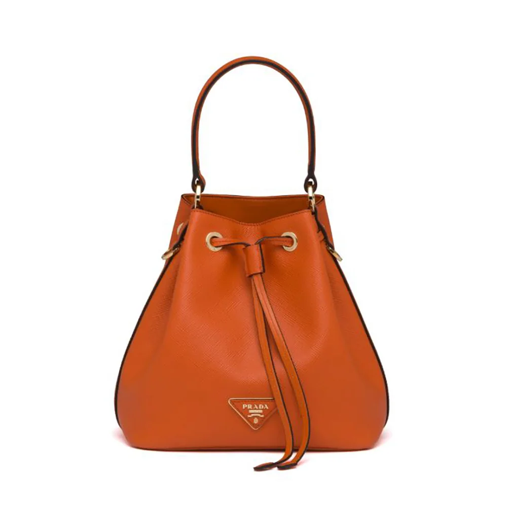 Prada Saffiano Leather Bucket Bag for Women in Orange Prada Saffiano Leather Bucket Bag for Women in Orange